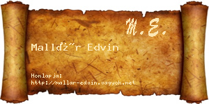 Mallár Edvin névjegykártya